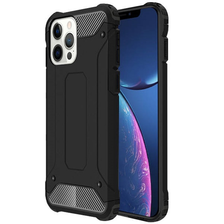 iPhone 13 Pro Telefontok - Defender II fekete ütésálló hátlap tok