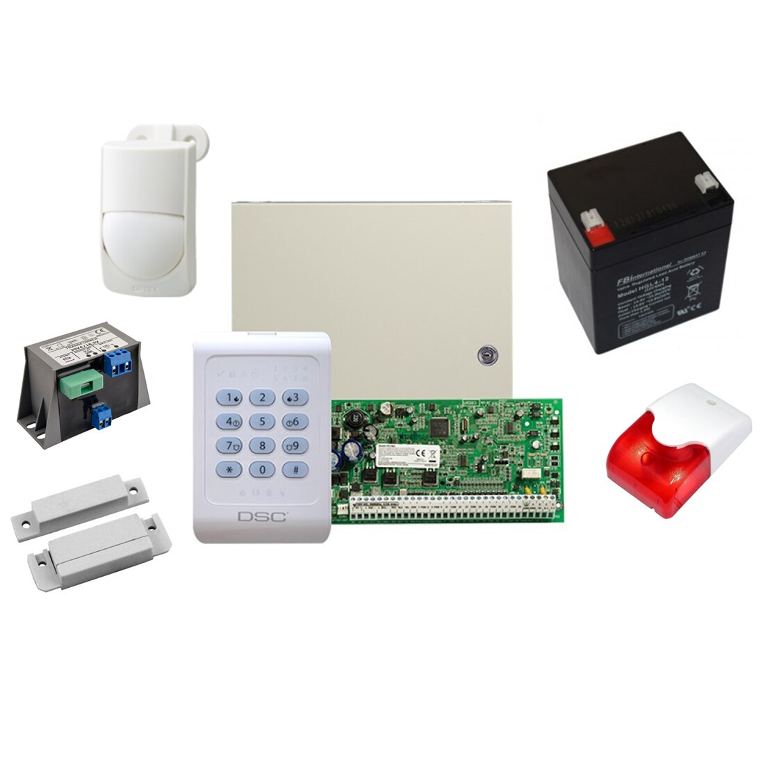 Kit alarma la efractie DSC cu sirena interioara KIT1404INT-OPT