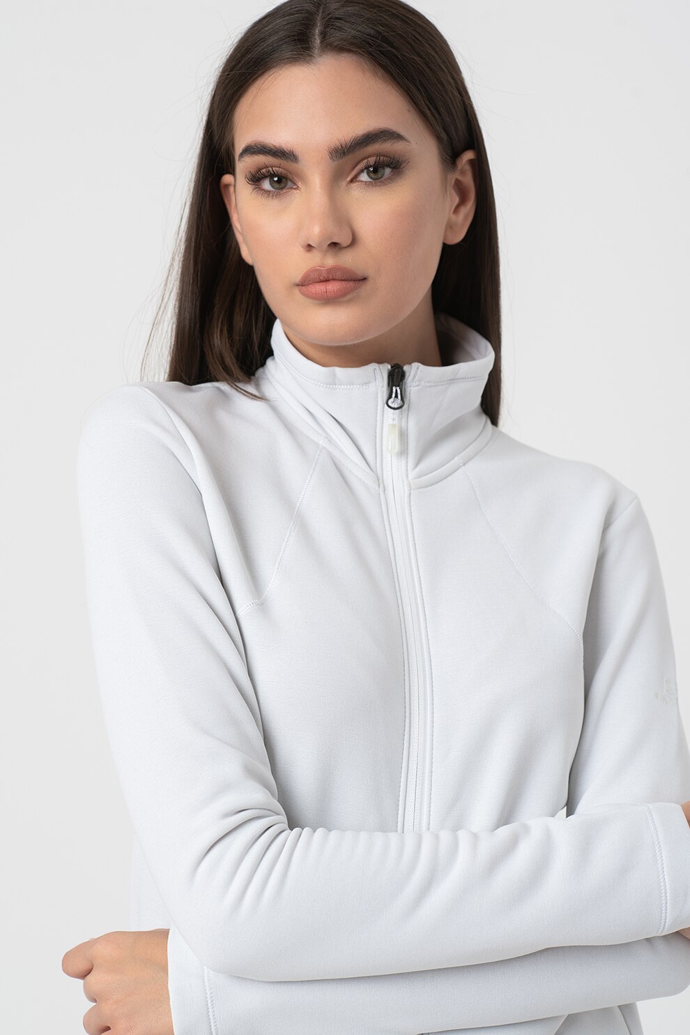 Salomon, Bluza sport cu fermoar, pentru drumetii Essential, Alb