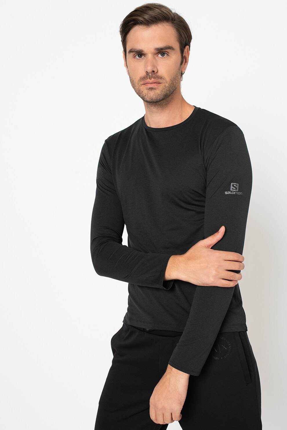Salomon, Bluza cu detalii logo pentru alergare Agile, Negru, 2XL