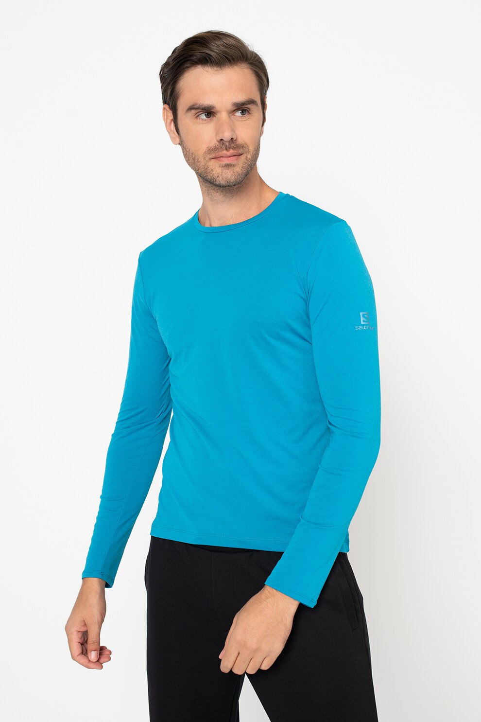 Salomon, Bluza cu detalii logo pentru alergare Agile, Turcoaz, L