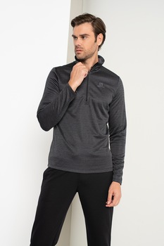 Salomon, Bluza cu maneci raglan pentru drumetii Midlayer, Negru melange Salomon, Bluza cu maneci raglan pentru drumetii Midlayer, Negru melange