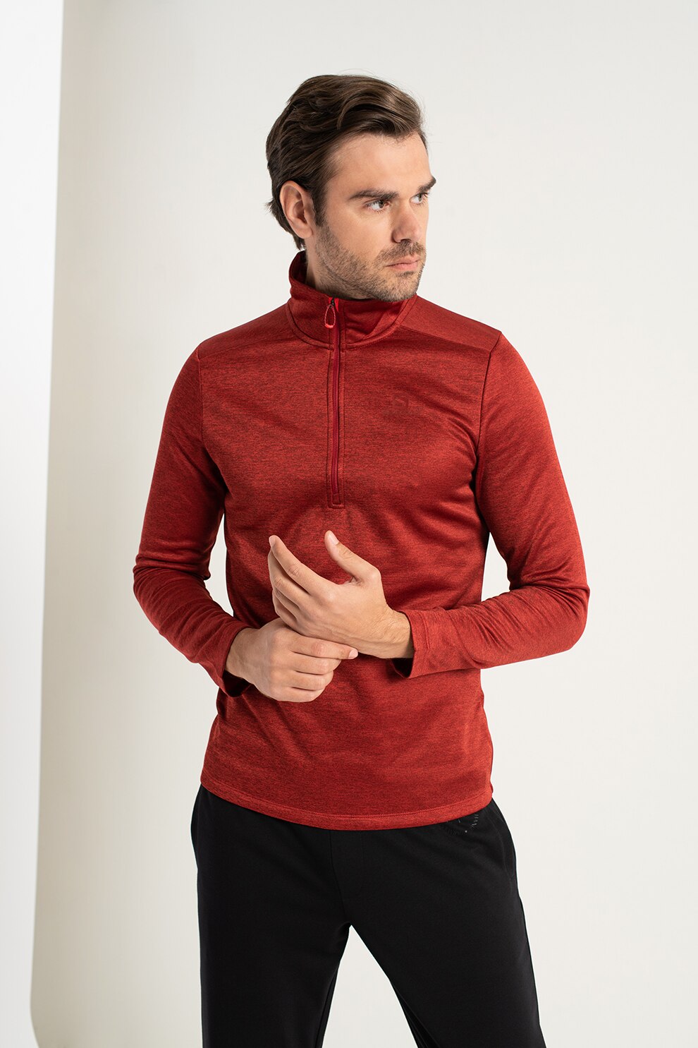 Salomon, Bluza cu imprimeu logo pentru drumetii Midlayer, Rosu inchis