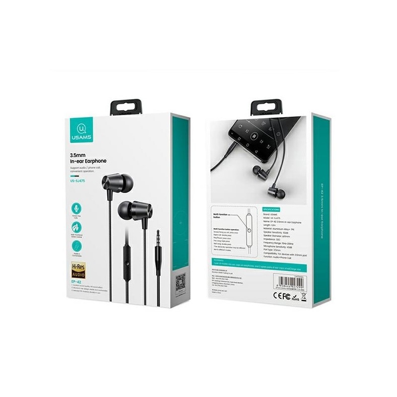 Casti Handsfree Stereo Usams Jack 3.5mm Ep-42, Negru