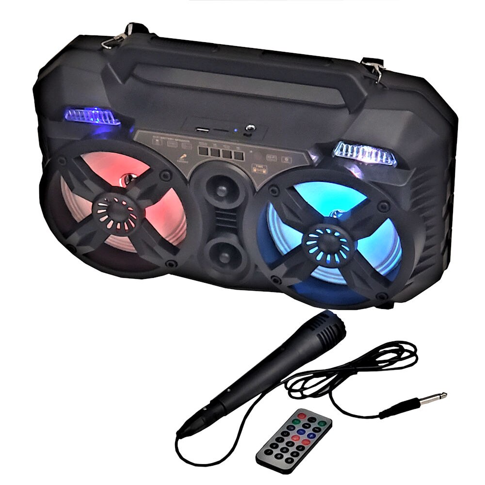 Karaoke Boxa Portabila Royal CH-6616, 2 x 6.5 inchi, Microfon, baterie reincarcabila, Bluetooth, radio FM, USB, player card micro SD