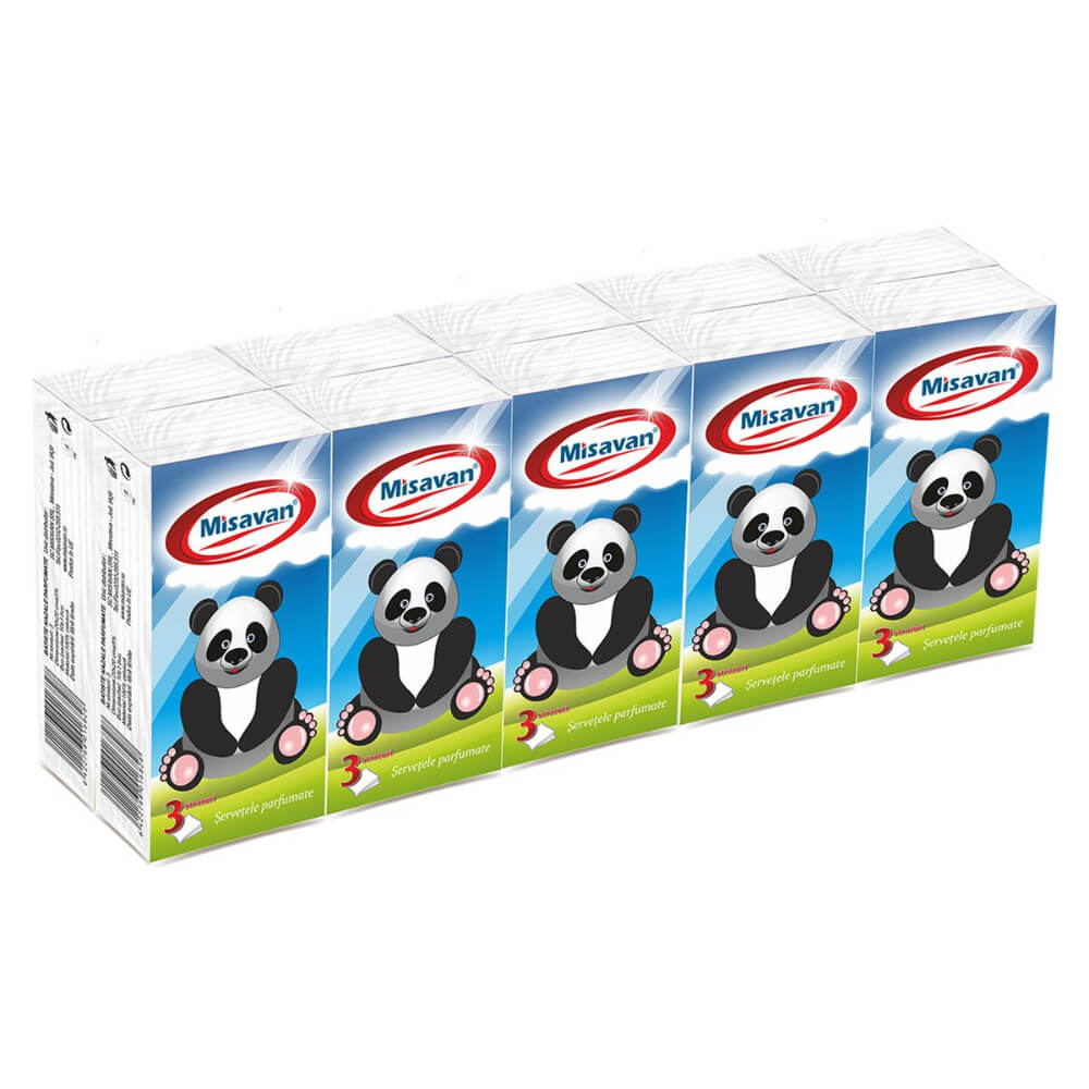 Set 10 Pachete de Batiste Nazale Misavan 3 Straturi, Parfumate