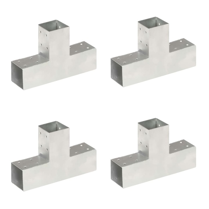 Set conectori de grinda vidaXL, forma T, 4 buc, 71x71 mm, metal galvanizat 5.11 kg 145456