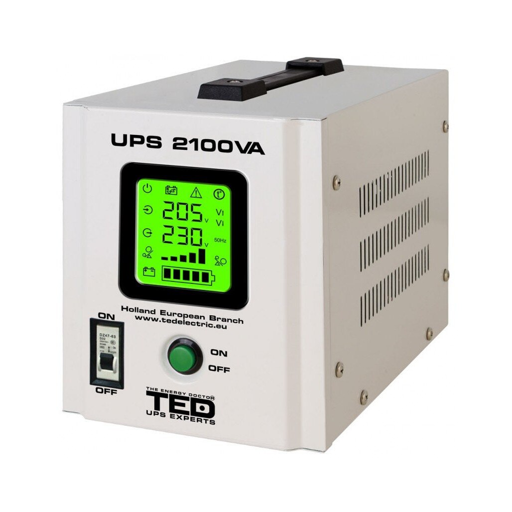 UPS 2100VA / 1400W runtime extins utilizeaza doi acumulatori (neinclusi) TED UPS Expert TED000347