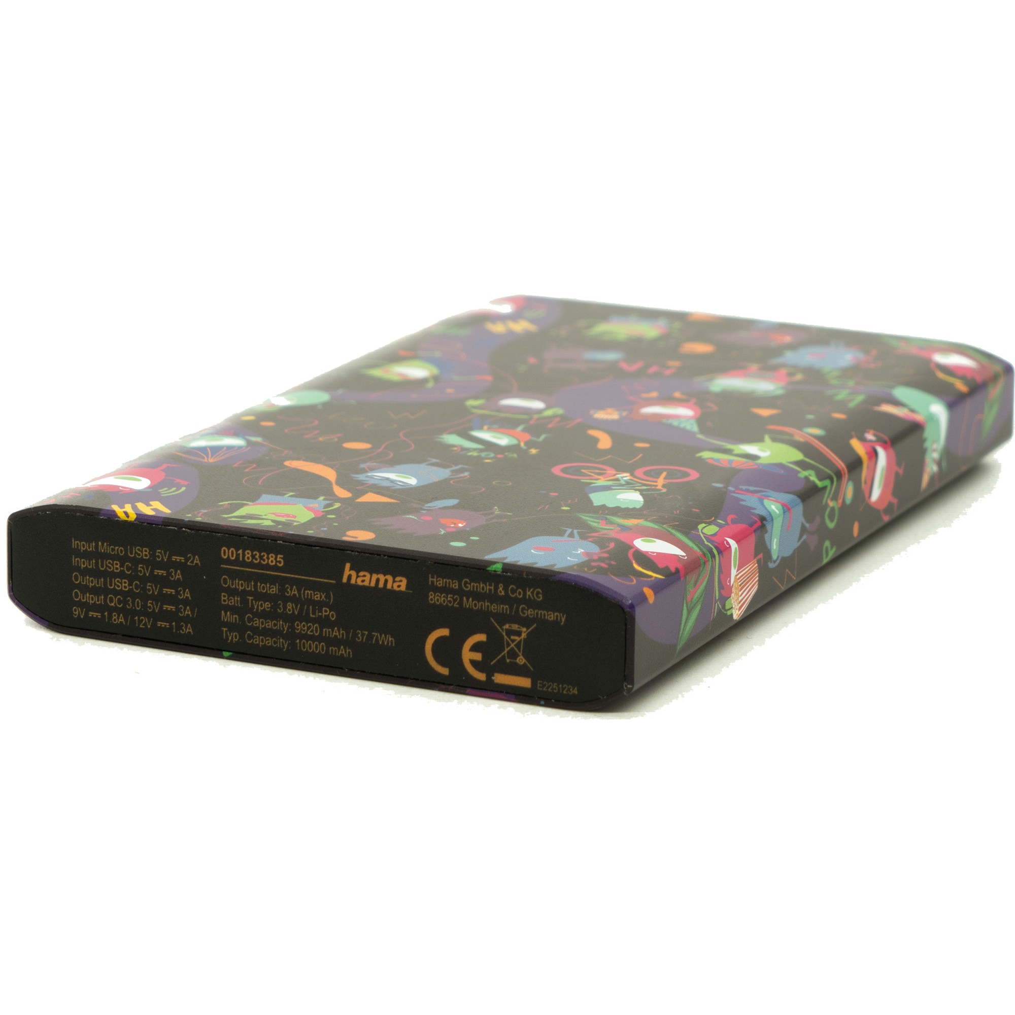 Acumulator extern HAMA HaHaHa LIVE, 10.000 mAh, 1xType C, 1xUSB, 1xMicroUSB, violet