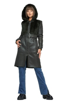 Palton din blana de miel 2031, Verde oliv Palton din blana de miel 2031, Verde oliv