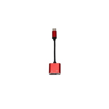 Adaptor casti si charger, USB Type C, 3,5 mm jack, Splitter, Rosu Adaptor casti si charger, USB Type C, 3,5 mm jack, Splitter, Rosu