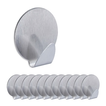 Set 12 agatatori cuier, cu banda autoadeziva, rotunde, argintiu Set 12 agatatori cuier, cu banda autoadeziva, rotunde, argintiu