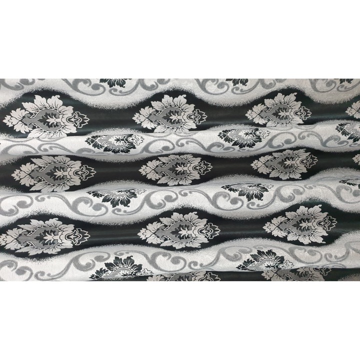 Set 2 draperii black-out MASTEL 350x245cmx2 culoare gri-negru model baroc B3M