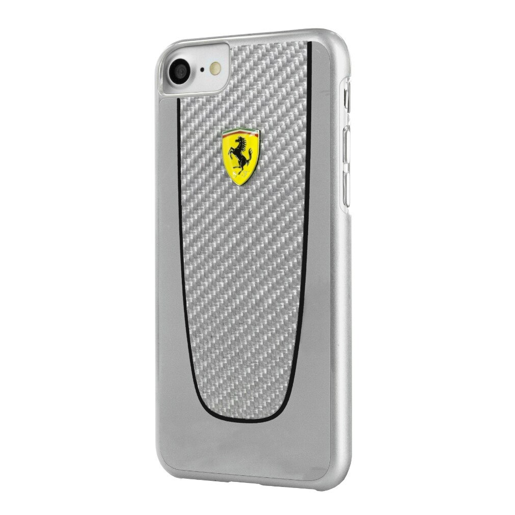 Carcasa din carbon pentru iPhone SE (2020), iPhone 8, iPhone 7, Ferrari Carbon Fiber Hard, argintiu