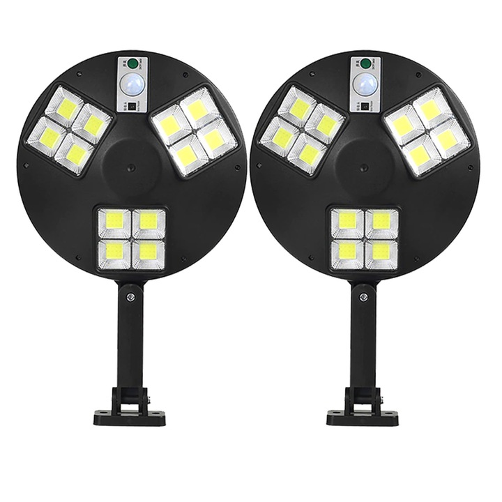 2 db napelemes utcai lámpa készlet, 144 x COB LED, mozgás-/szürkület-/éberségérzékelő, ON/OFF gomb, távirányító LF-1758 K KATHODE