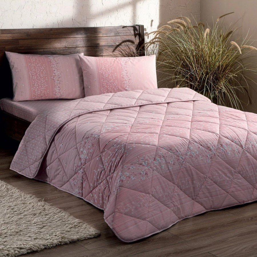 Set dormit TAC, 6 piese, bumbac 100% ranforce, Leona roz