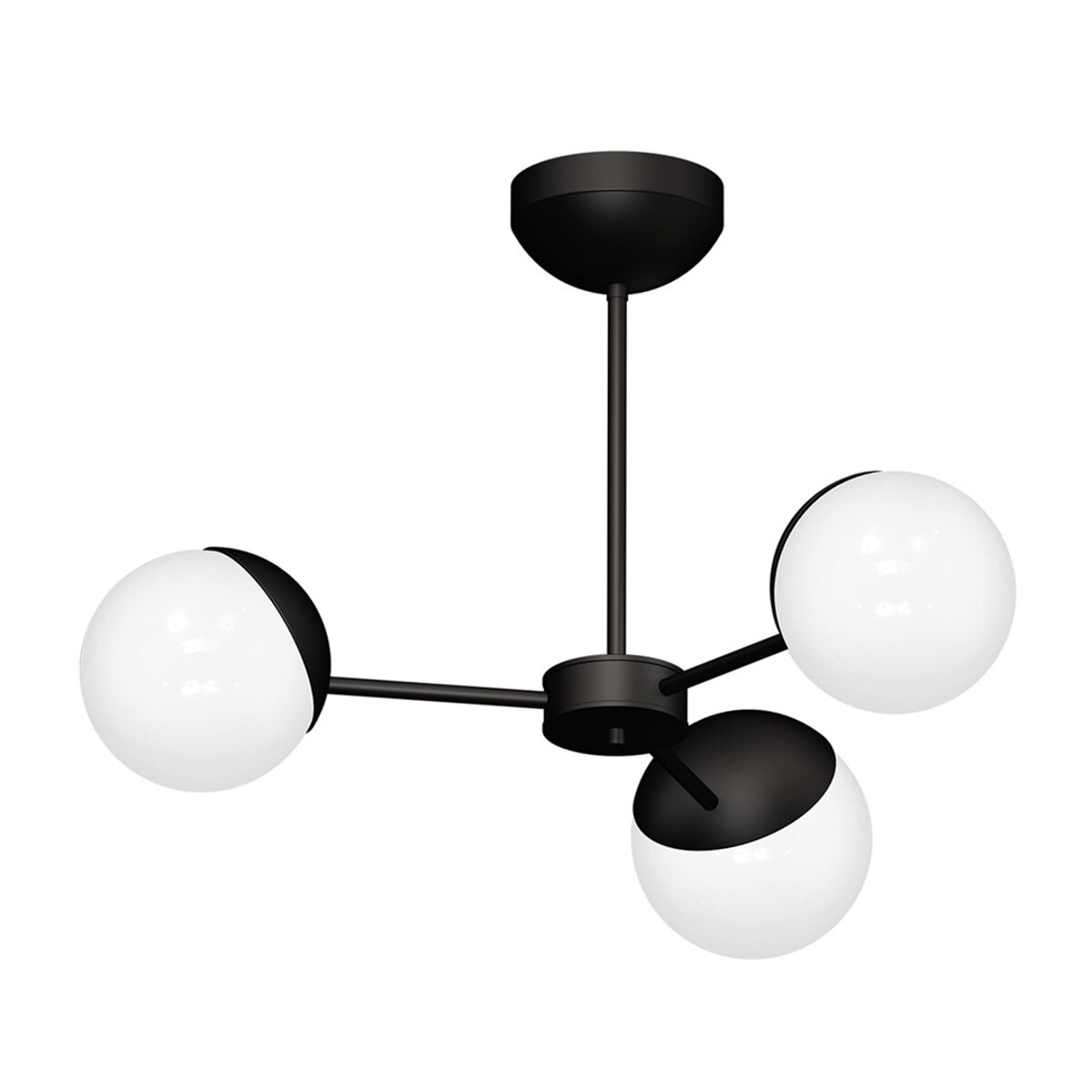 Lustra GLOBE Klausen, 3xE14, Metal, Sticla, Negru, Alb, IP20