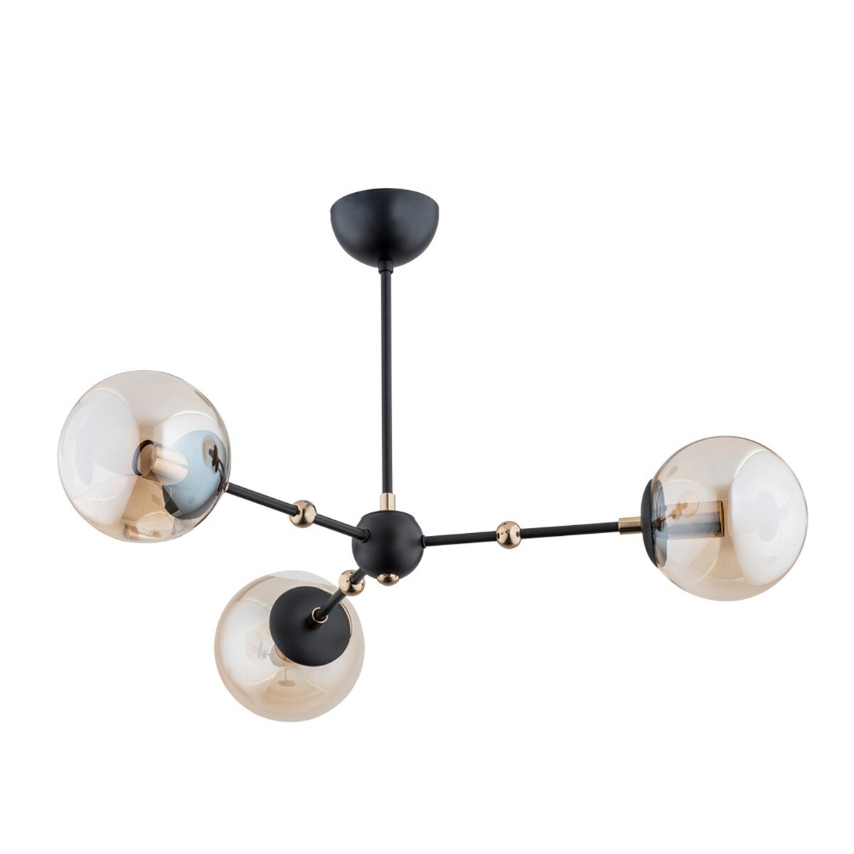 Lustra ARMS Klausen, 3xE14, Metal, Sticla, Negru, Ambra, IP20
