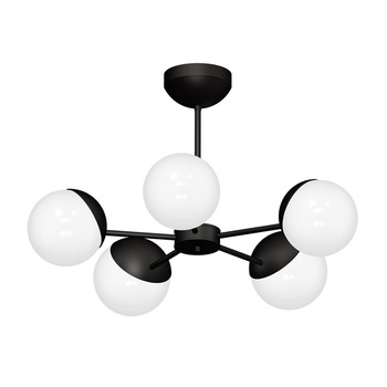 Lustra GLOBE Klausen, 5xE14, Metal, Sticla, Negru, Alb, IP20 Lustra GLOBE Klausen, 5xE14, Metal, Sticla, Negru, Alb, IP20