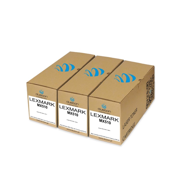Set 3 cartuse toner 60F2X0E, 602XE compatibile cu Lexmark MX510 MX511 MX611, Daston, Negru