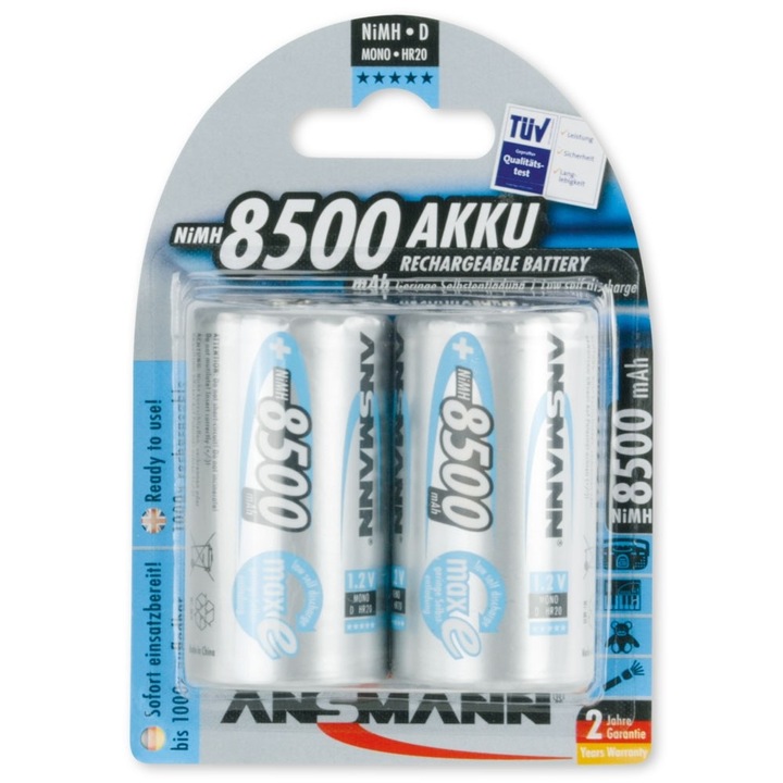 Ansmann MaxE D 8500mAh Ni-MH alacsony önkisülésű akkumulátor 2db/csomag