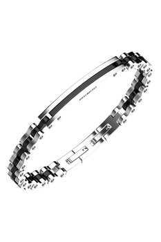Bikkembergs, Bratara de otel inoxidabil 316L, Negru, Argintiu Bikkembergs, Bratara de otel inoxidabil 316L, Negru, Argintiu