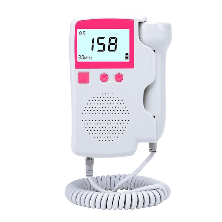 Monitor fetal Doppler pentru monitorizare functii vitale fat intrauterin, detectarea batailor inimii/pulsului fatului, ascultare sunete din burtica , pentru gravide, portabil