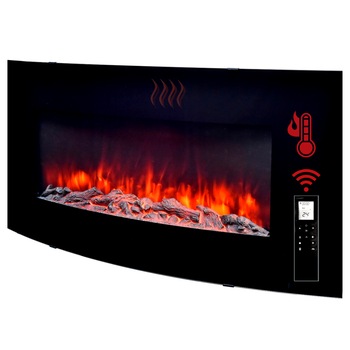Semineu Electric cu Incalzire 1900W, TenX®, cu Telecomanda, pentru Perete sau Incorporabil, Negru, cu Efect de Flacara si Focar Semineu Electric cu Incalzire 1900W, TenX®, cu Telecomanda, pentru Perete sau Incorporabil, Negru, cu Efect de Flacara si Focar