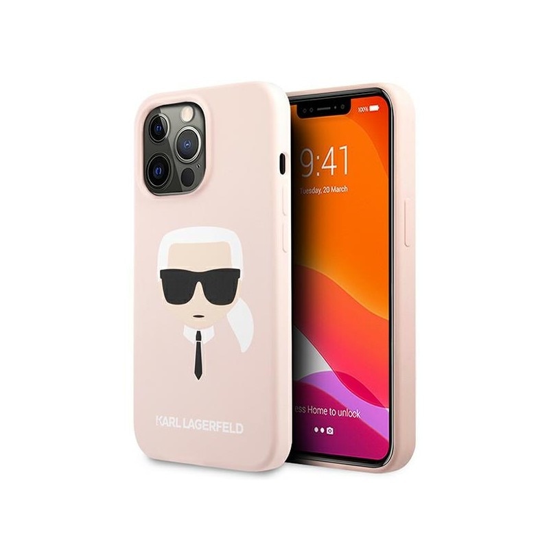 Husa Spate Karl Lagerfeld Compatibila Cu iPhone 13 Pro Max, Colectia Silicone Karl Head, Roz - 9027766