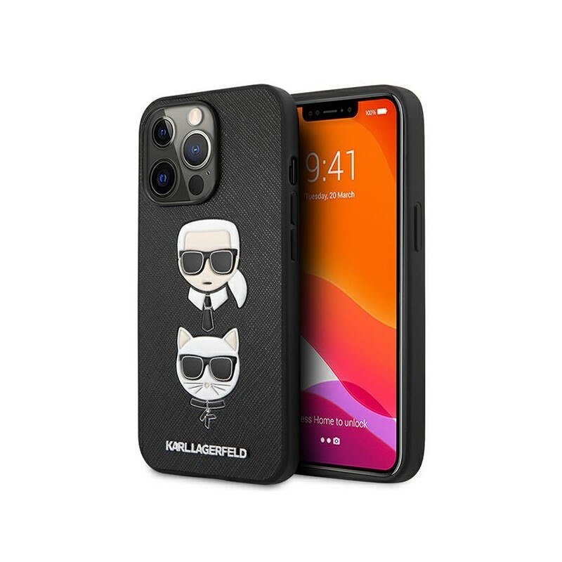 Husa Spate Karl Lagerfeld Compatibila Cu iPhone 13 Pro Max, Colectia Saffiano Karl Si Choupette, Negru - 9028688