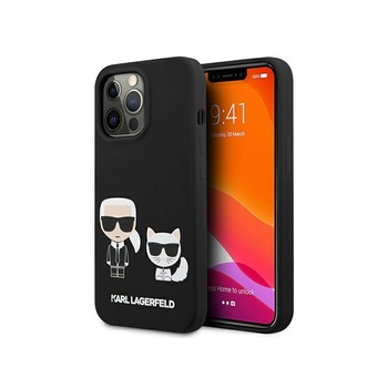 Husa Spate Karl Lagerfeld Compatibila Cu iPhone 13 Pro, Colectia Silicone Karl Si Choupette, Negru - 9027070 Husa Spate Karl Lagerfeld Compatibila Cu iPhone 13 Pro, Colectia Silicone Karl Si Choupette, Negru - 9027070
