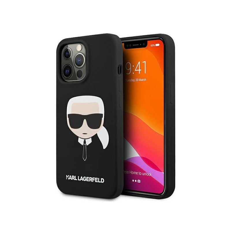 Husa Spate Karl Lagerfeld Compatibila Cu iPhone 13 Pro, Colectia Silicone Karl Head, Negru - 9027711