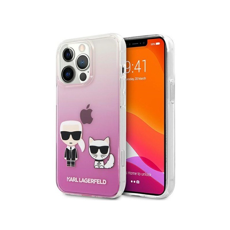 Husa Spate Karl Lagerfeld Compatibila Cu iPhone 13 Pro, Colectia Karl Si Choupette, Roz - 9027438
