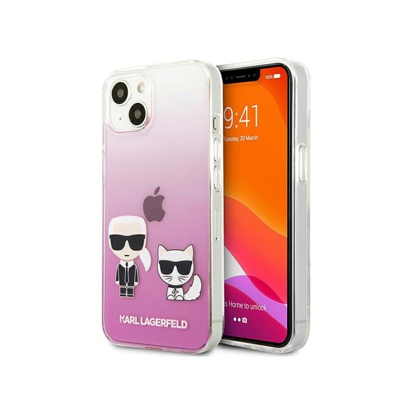 Husa Spate Karl Lagerfeld Compatibila Cu iPhone 13 Mini, Colectia Karl Si Choupette, Roz - 9027414