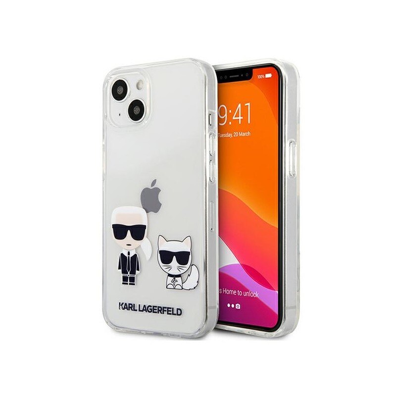 Husa Spate Karl Lagerfeld Compatibila Cu iPhone 13 Mini, Colectia Karl Si Choupette, Transparenta - 9027377