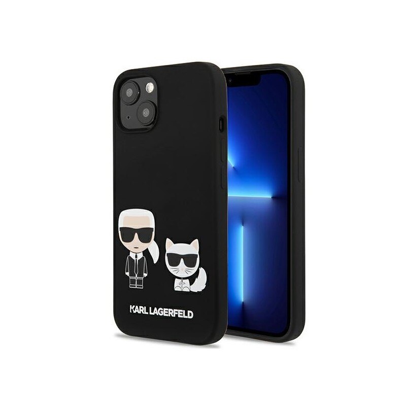 Husa Spate Karl Lagerfeld Compatibila Cu iPhone 13, Colectia Silicone Karl Si Choupette, Negru - 9027063