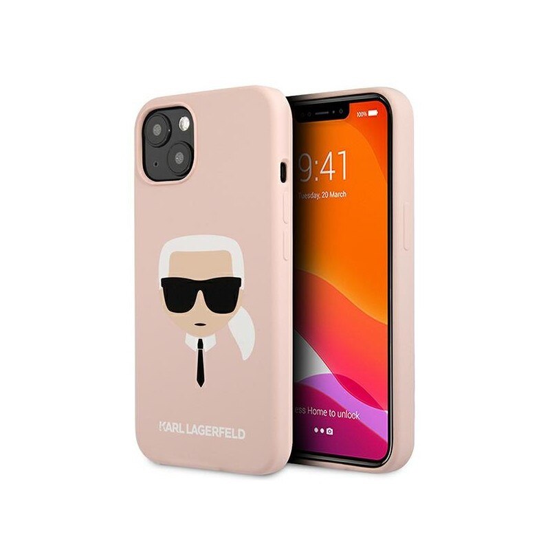 Husa Spate Karl Lagerfeld Compatibila Cu iPhone 13, Colectia Silicone Karl Head, Roz - 39027742