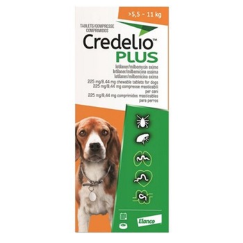 Deparazitare interna si externa caini, Elanco, Credelio Plus, o tableta masticabila, 5,5-11 kg Deparazitare interna si externa caini, Elanco, Credelio Plus, o tableta masticabila, 5,5-11 kg