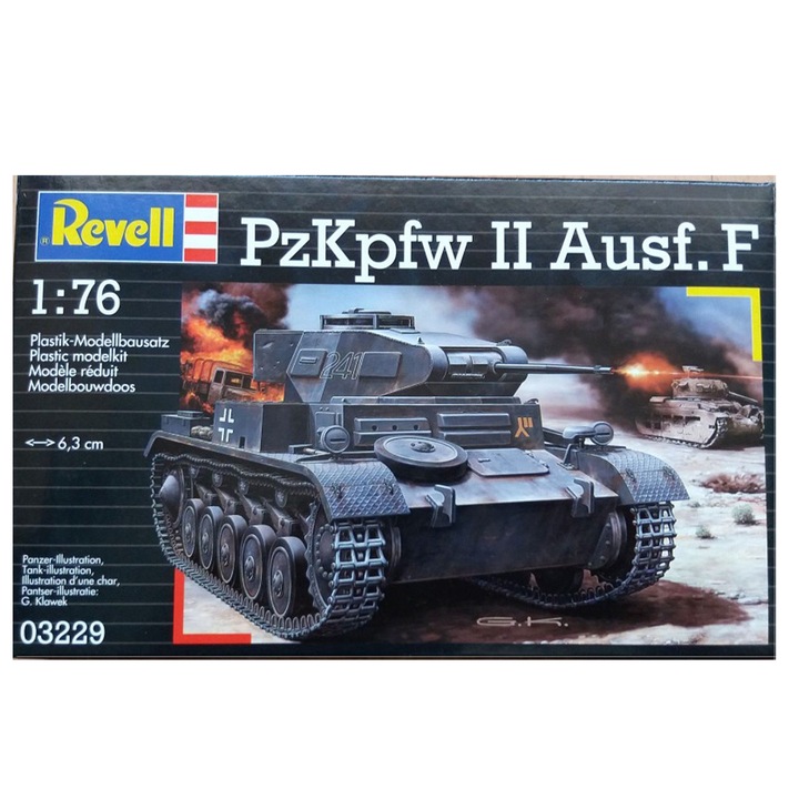 Сглобяем модел, Revell, Германски танк от Втората световна война, PzKpfw II Ausf.F, Мащаб 1:76, 65 части