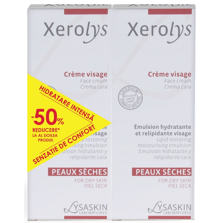 Pachet Promo: 2 x Lysaskin Xerolys Emulsie calmanta pentru fata, 50 ml