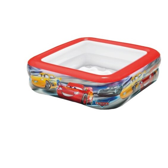 Piscina patrata gonflabila pentru copii, Cars, 86x86x25 cm, Multicolor