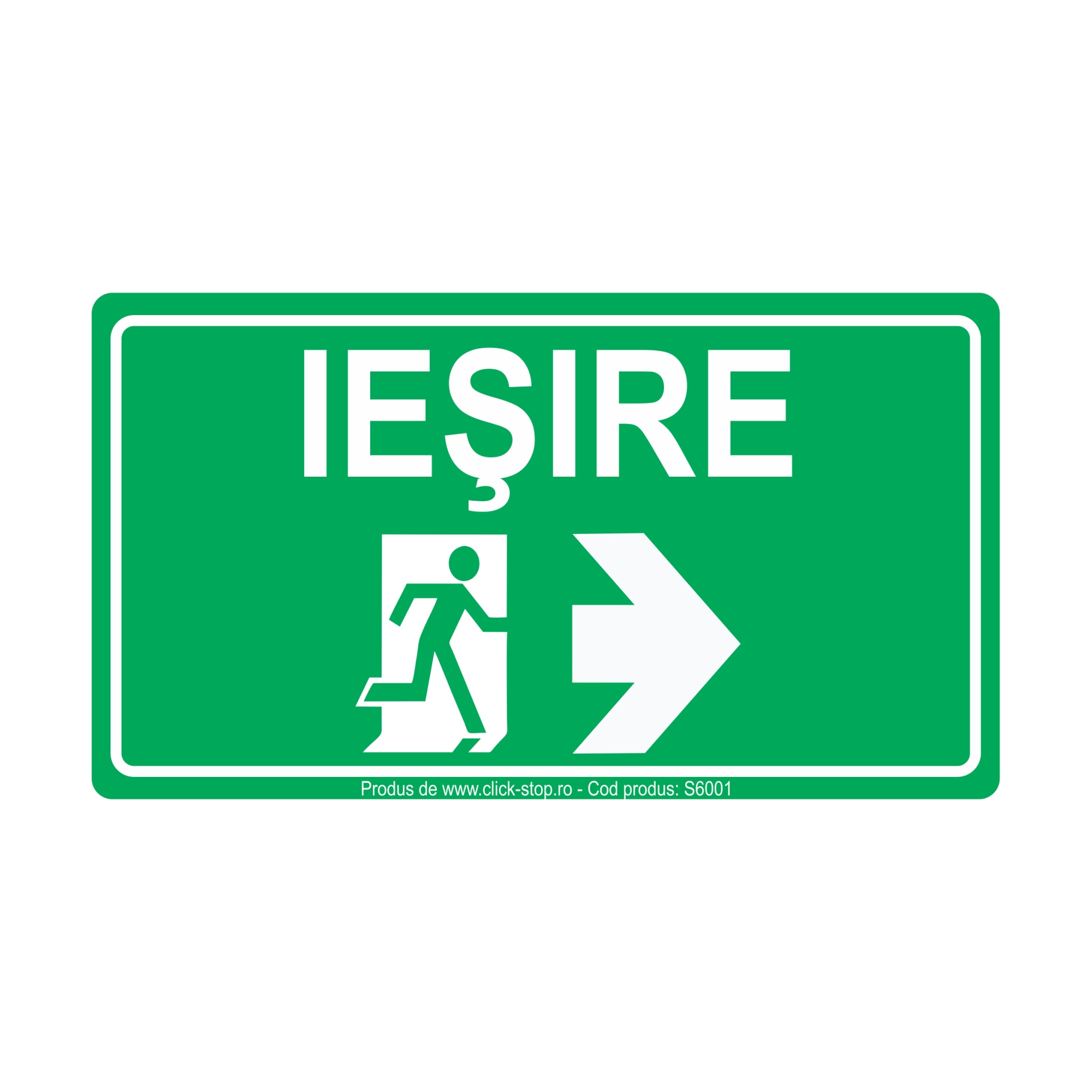 Iesire la dreapta - Indicator de Salvare S6001, Autocolant PVC, 100x200mm