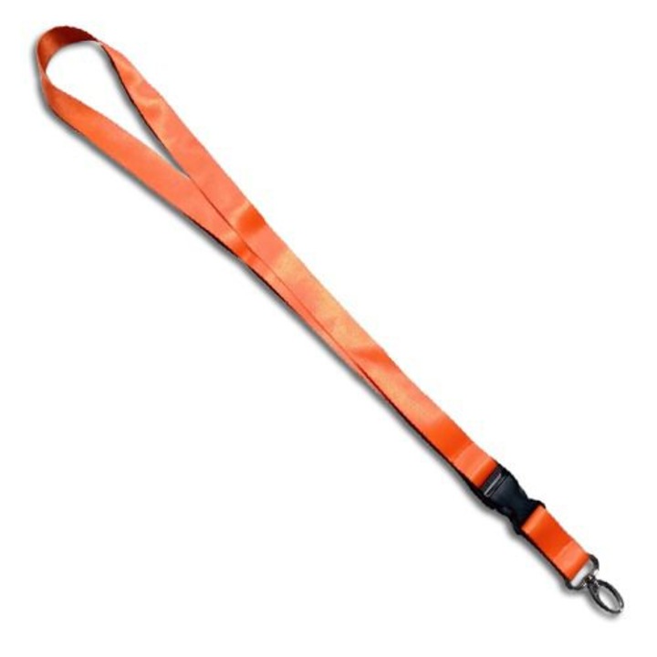 Ключодържател с шнур, свалящ се, текстил, дължина 50,5 см, оранжев