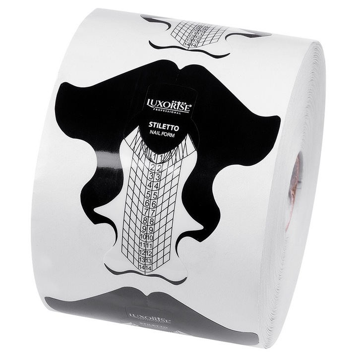Комплект Шаблони за изграждане на нокти LUXORISE, Stiletto, 500 бр., Черни