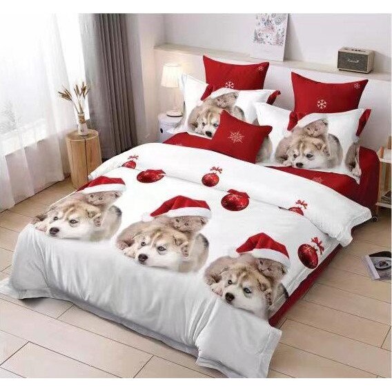 Set Lenjerie de pat dublu 4 piese, Craciun, Pucioasa, 230 x 250 cm, Elvo EXMS5