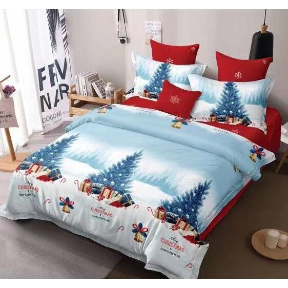 Set Lenjerie de pat dublu 4 piese, Craciun, Pucioasa, 230 x 250 cm, Elvo EXMS2