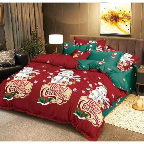 Set Lenjerie de pat dublu 4 piese, Craciun, Pucioasa, 230 x 250 cm, Elvo EXMS1