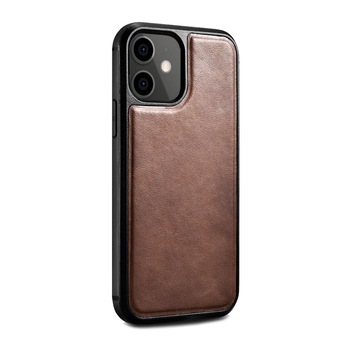 Husa pentru iPhone 12 Mini, iCarer Oil Wax, slim din piele naturala, protectie completa rama, back cover, culoare Maro coffee Husa pentru iPhone 12 Mini, iCarer Oil Wax, slim din piele naturala, protectie completa rama, back cover, culoare Maro coffee