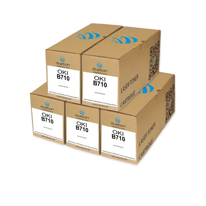 Set 5x Cartus Toner Negru Compatibil cu OKI B710D, 720, 730, 15.000 Pagini A4