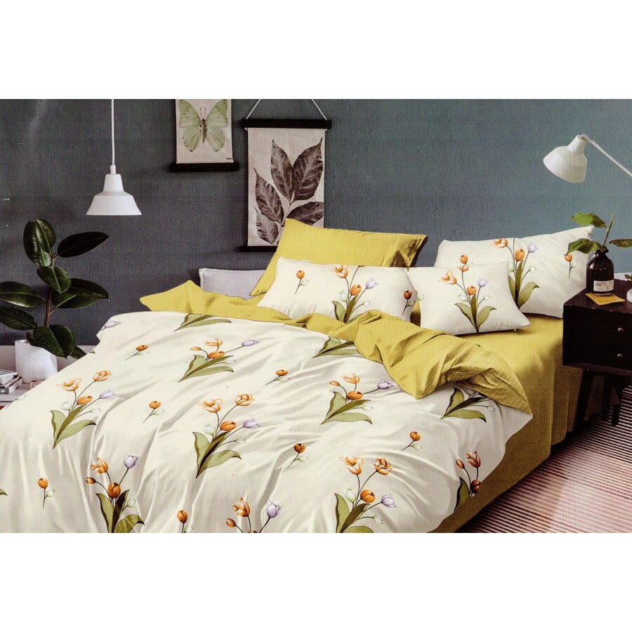 Set 6 piese, Lenjerie de pat dublu din bumbac FINET, multicolor - LFP207